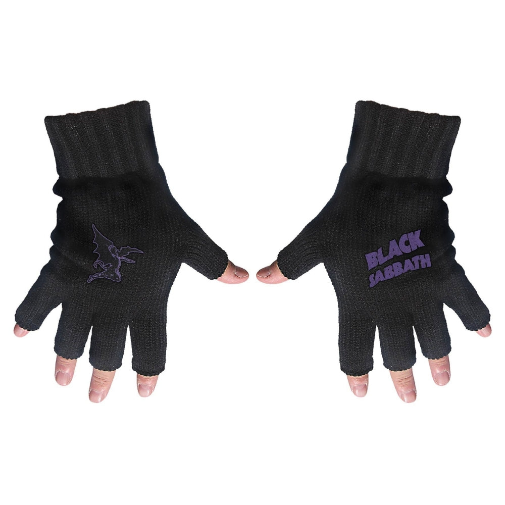 Black Sabbath - Purple Logo & Devil - FINGERLESS GLOVES - Razamataz