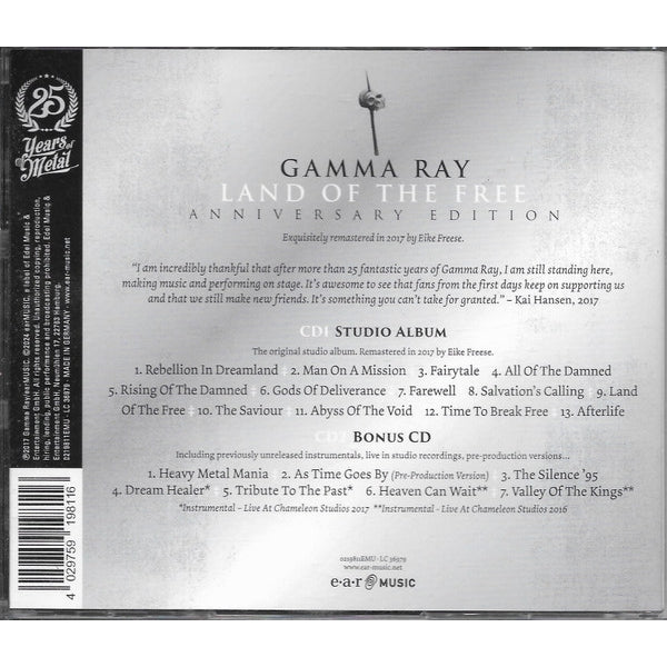 Gamma Ray - Land Of The Free - DOUBLE CD - earMUSIC - Image 2