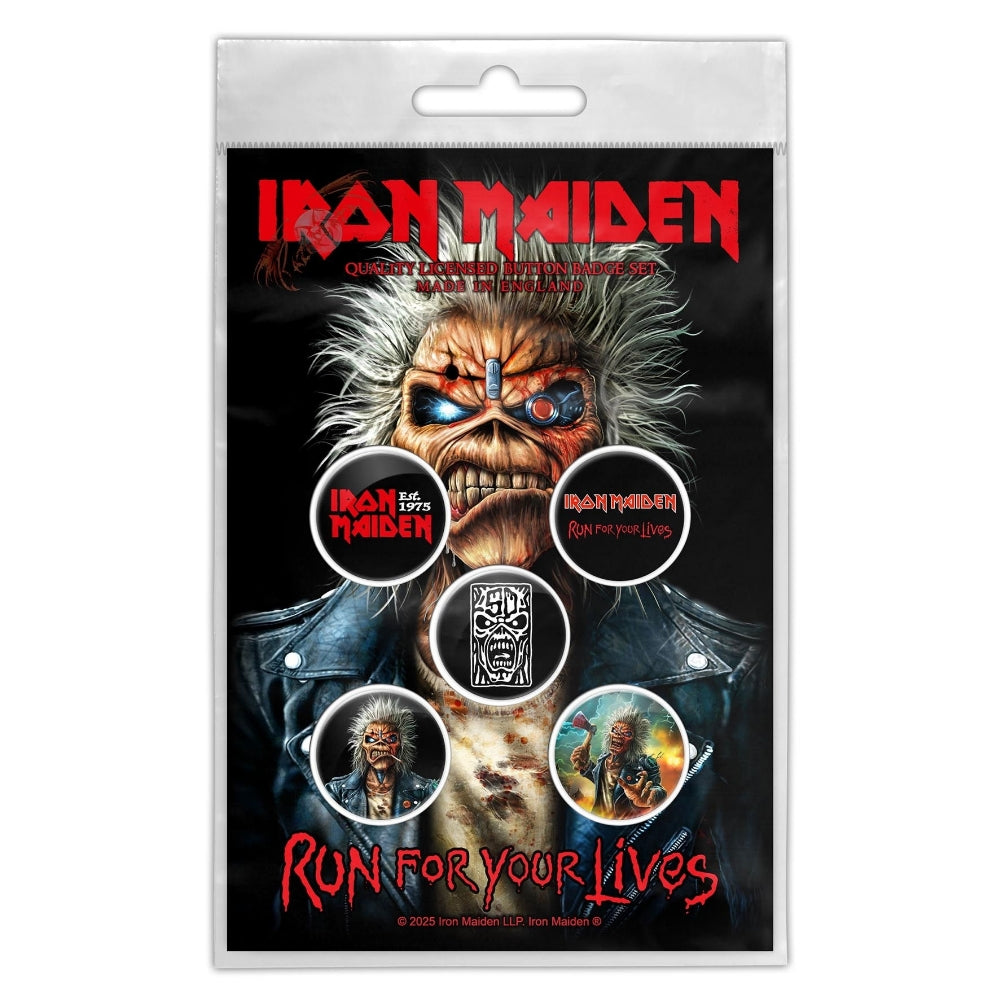 Iron Maiden - Run For Your Lives - BUTTON BADGE SET - Razamataz
