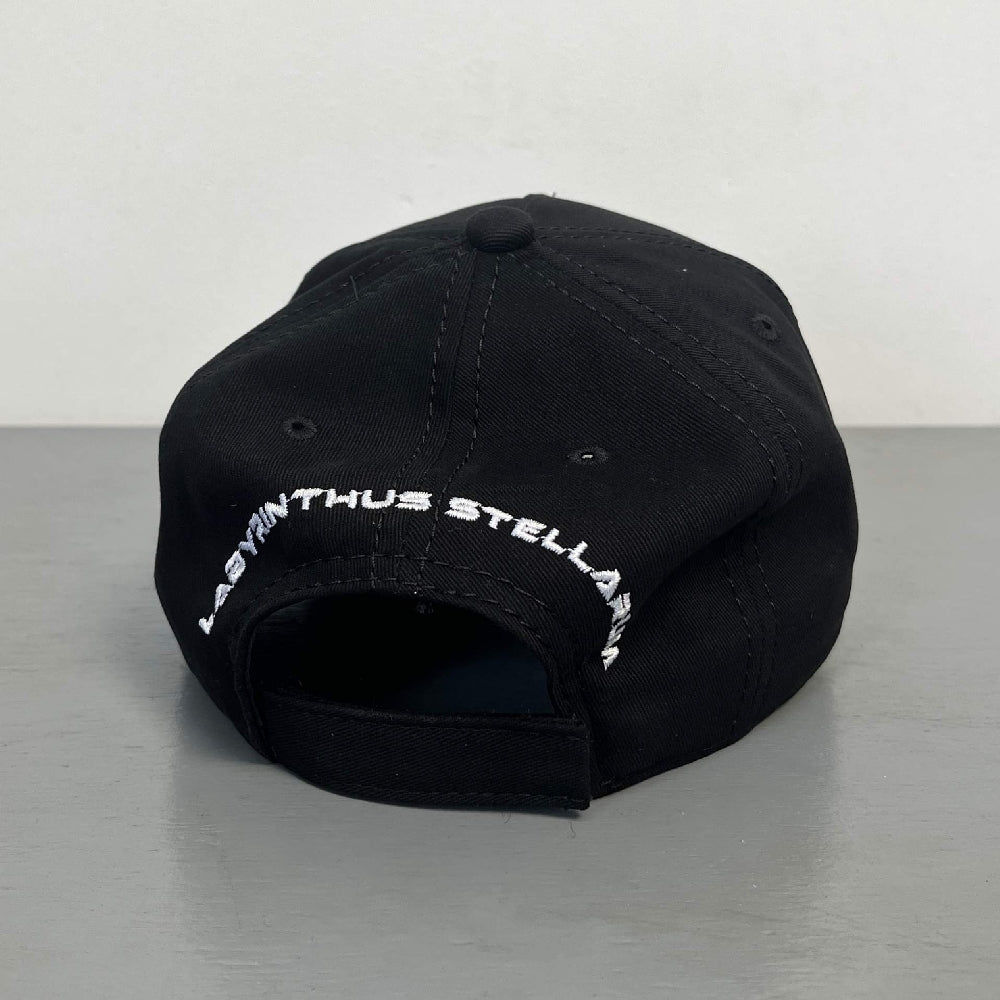 Labyrinthus Stellarum - White Logo Black Cap - BASEBALL CAP - Archivist Records - Image 2