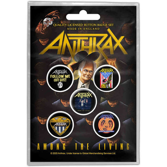 Anthrax - Among The Living - BUTTON BADGE SET - Razamataz