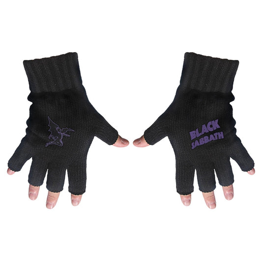 Black Sabbath - Purple Logo & Devil - FINGERLESS GLOVES - Razamataz