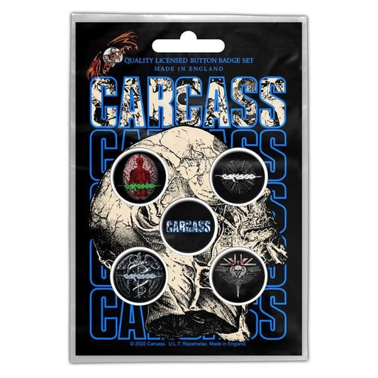 Carcass - Necro Head - BUTTON BADGE SET - Razamataz