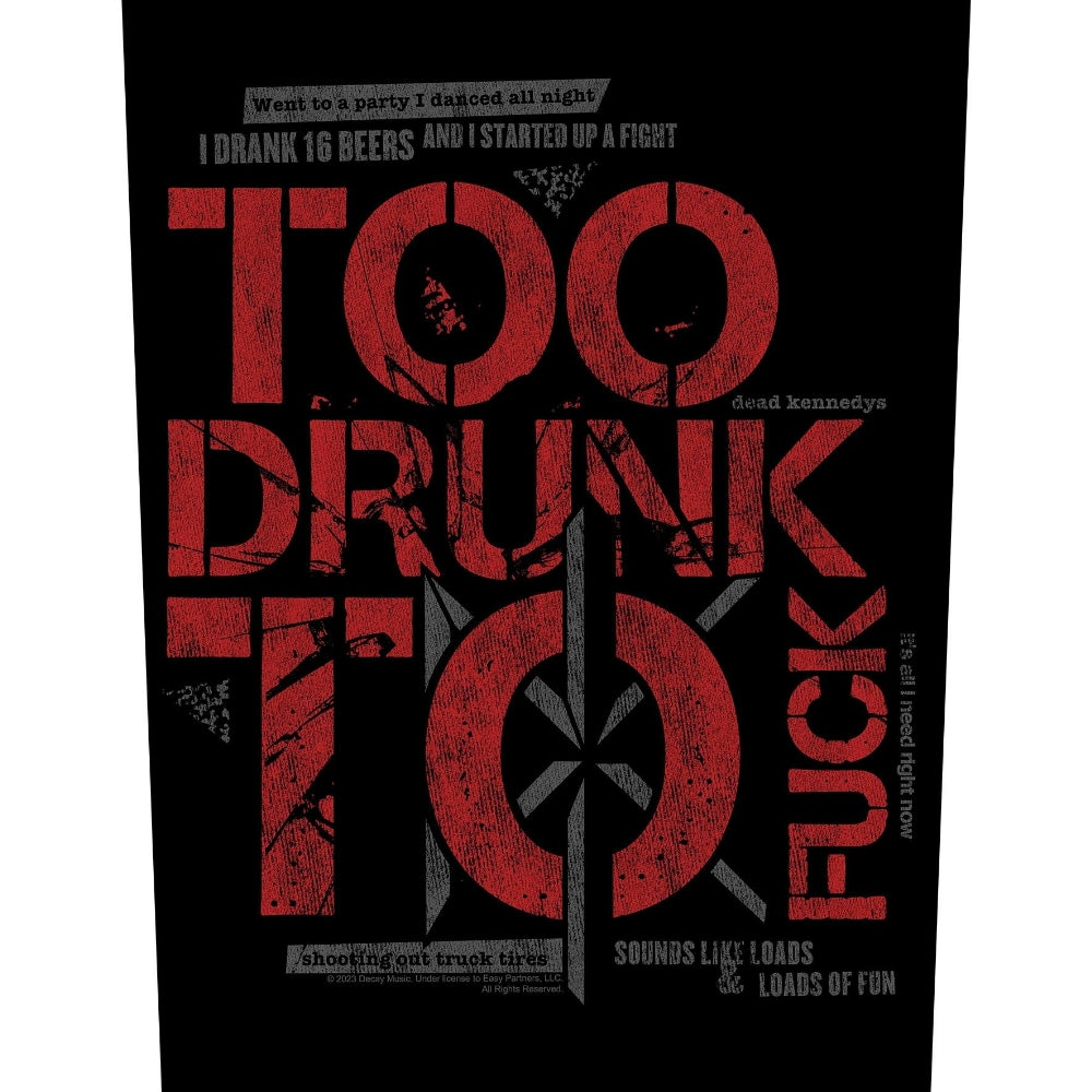 Dead Kennedys - Too Drunk To Fuck - BACKPATCH - Razamataz