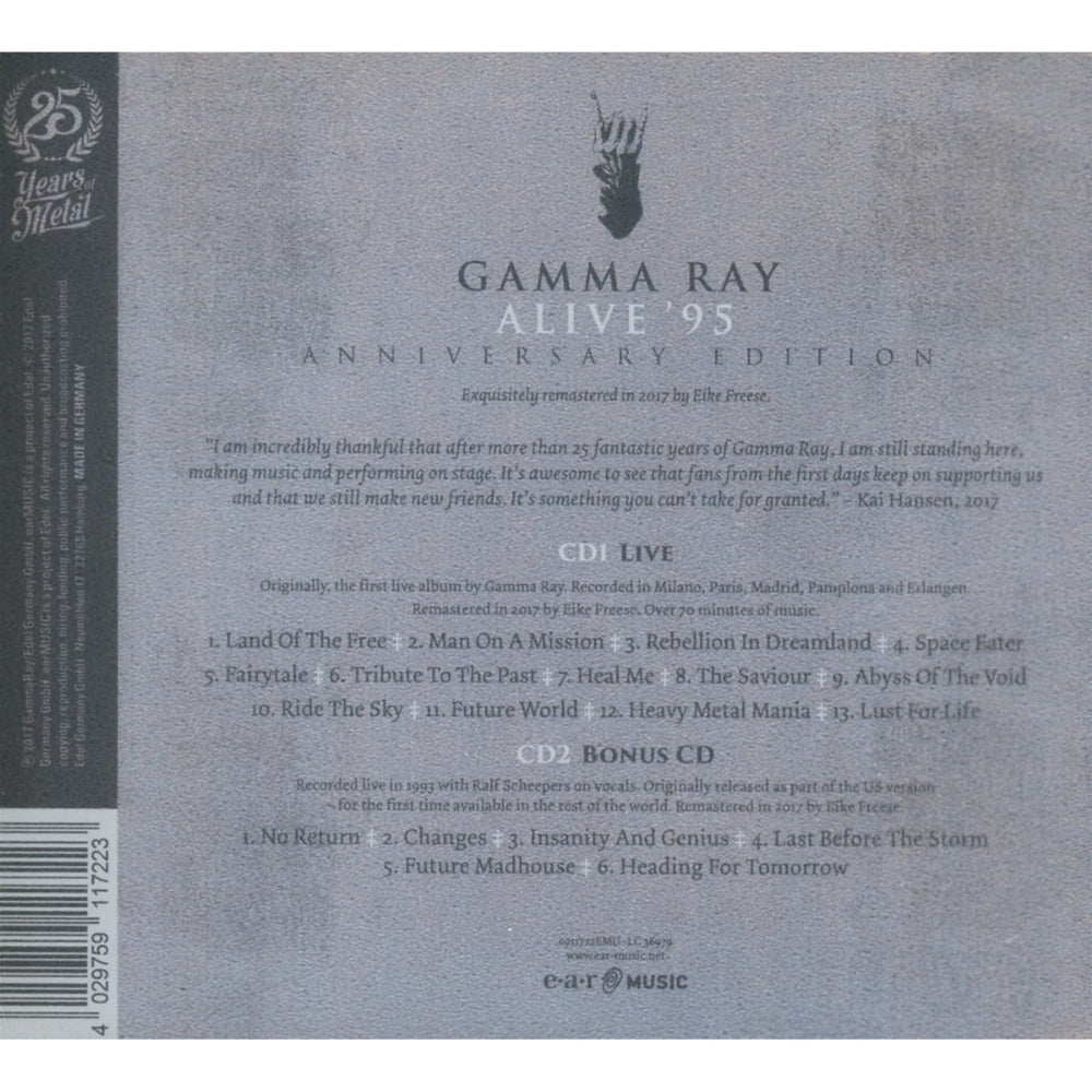 Gamma Ray - Alive '95 - 2CD DIGIPAK - earMUSIC - Image 2