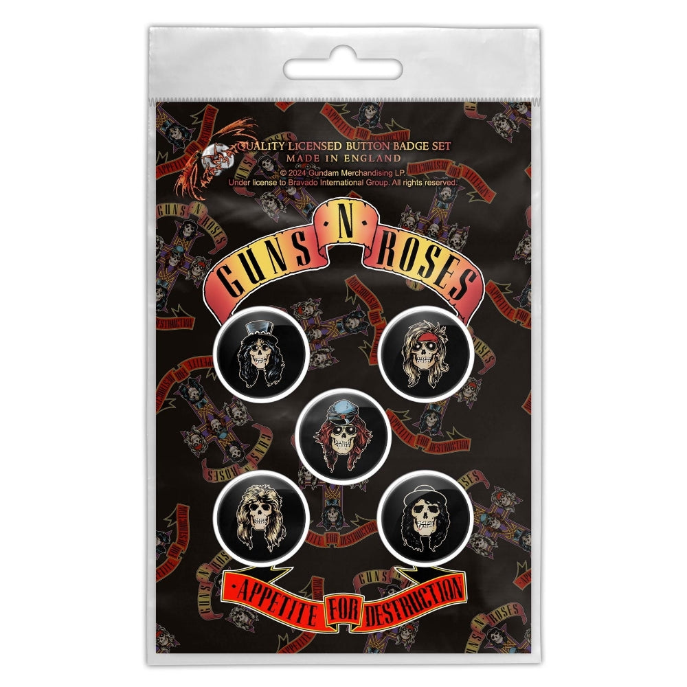 Guns N' Roses - Appetite For Destruction - BUTTON BADGE SET - Razamataz