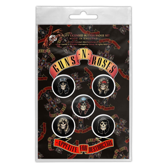 Guns N' Roses - Appetite For Destruction - BUTTON BADGE SET - Razamataz