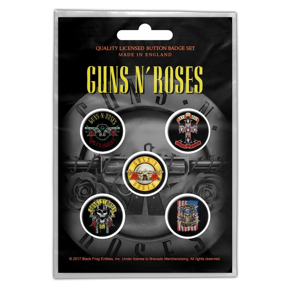 Guns N' Roses - Bullet Logo - BUTTON BADGE SET - Razamataz