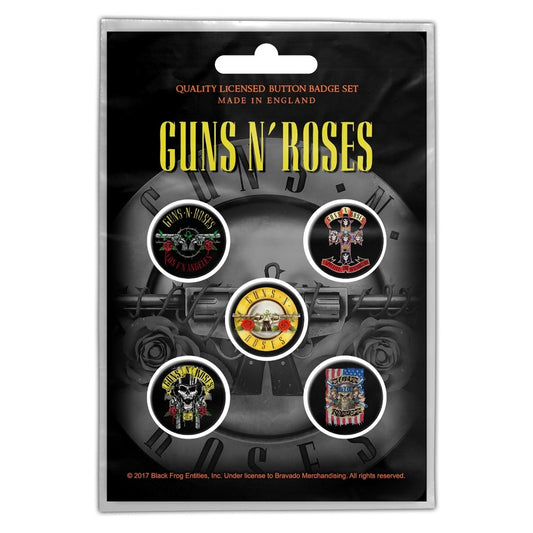 Guns N' Roses - Bullet Logo - BUTTON BADGE SET - Razamataz