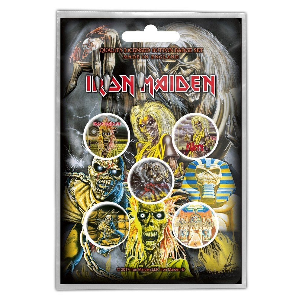 Iron Maiden - Early Albums - BUTTON BADGE SET - Razamataz