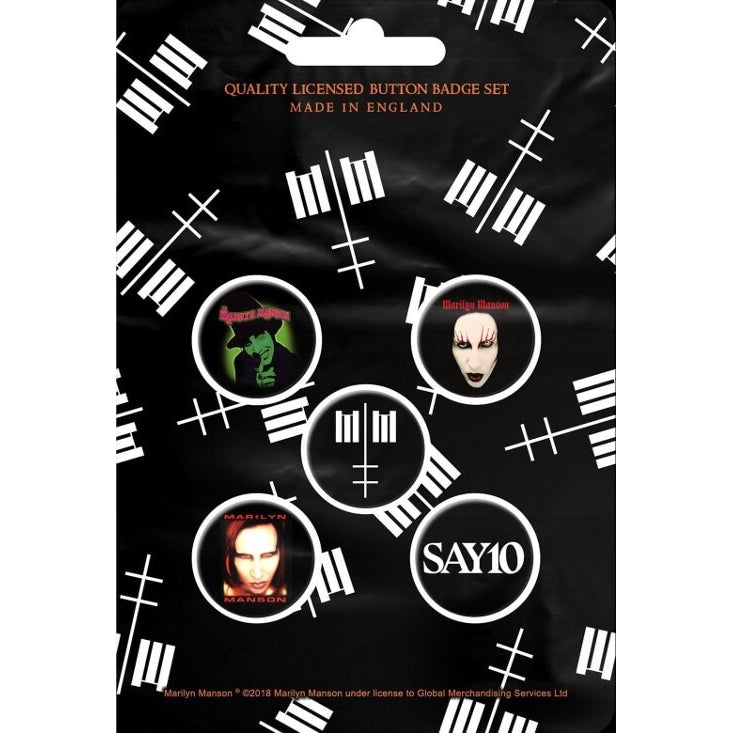 Marilyn Manson - Cross Logo - BUTTON BADGE SET - Razamataz