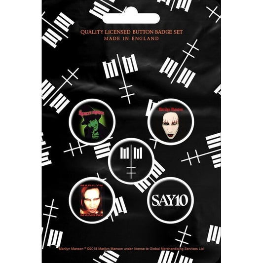 Marilyn Manson - Cross Logo - BUTTON BADGE SET - Razamataz