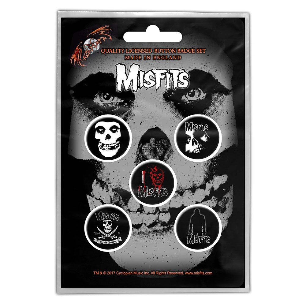 Misfits - Skull - BUTTON BADGE SET - Razamataz