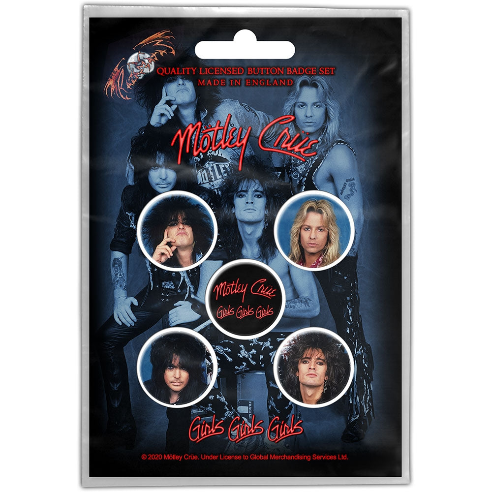Mötley Crüe - Girls Girls Girls - BUTTON BADGE SET - Razamataz