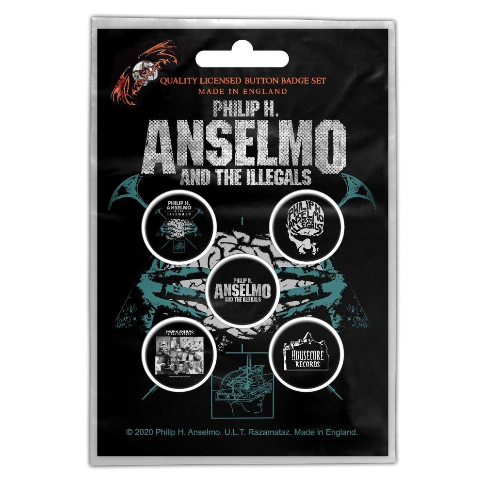 Philip H. Anselmo & The Illegals - Brain - BUTTON BADGE SET - Razamataz