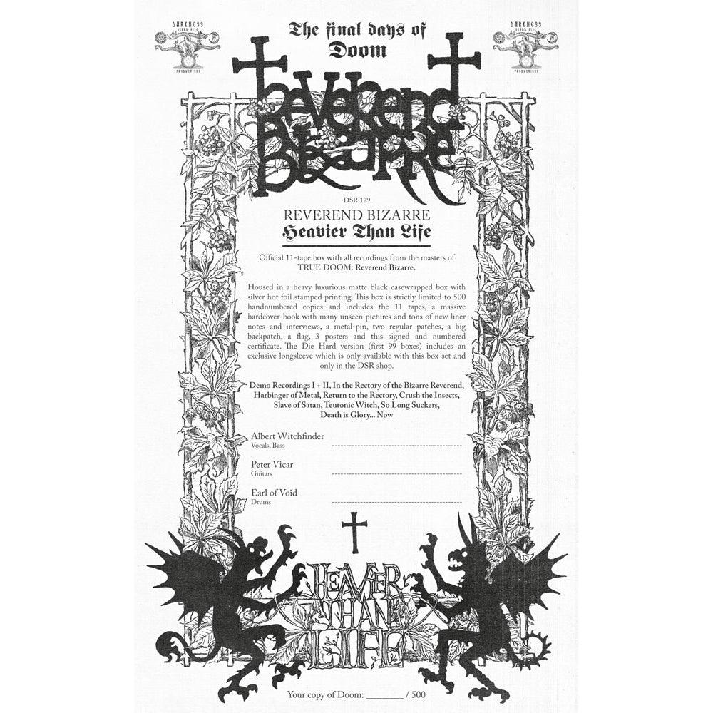 Reverend Bizarre - Heavier Than Life - CASSETTE BOXSET - Darkness Shall Rise - Image 2