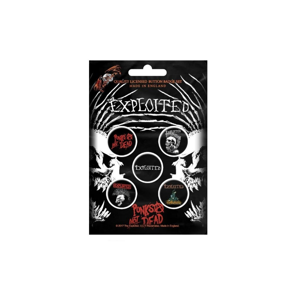 The Exploited - Punk's Not Dead - BUTTON BADGE SET - Razamataz