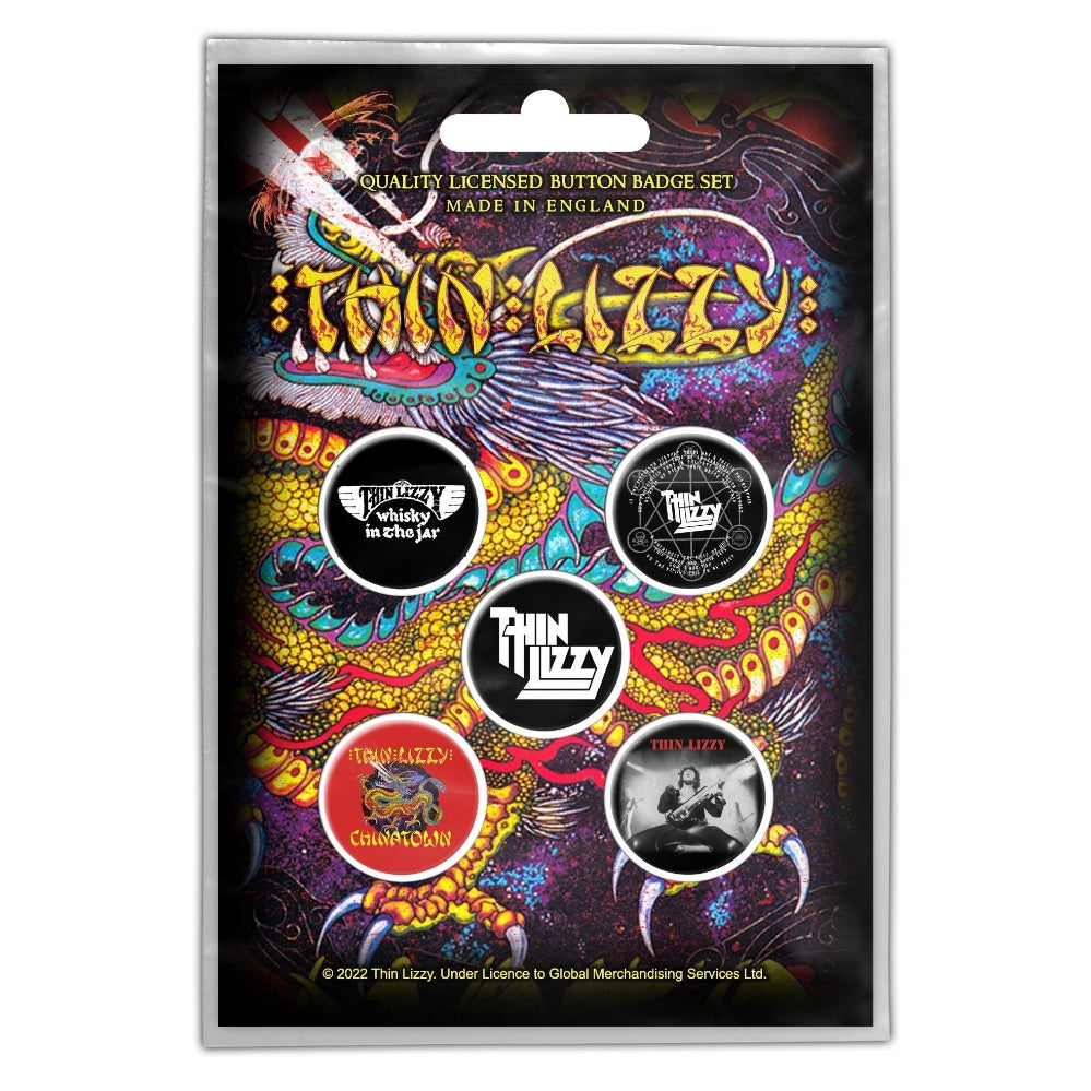 Thin Lizzy - Chinatown - BUTTON BADGE SET - Razamataz